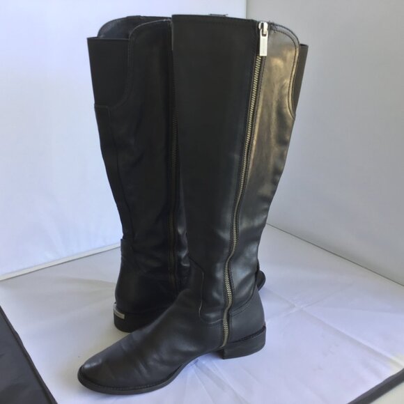 Michael Kors Dora Black Leather Retro Vintage 90s Stud Moto Knee Boots Size 9M - Picture 8 of 11